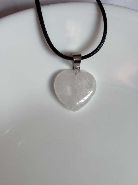 Clear Quartz Heart Cord Necklace