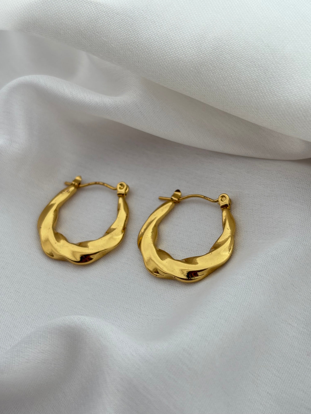 Gold Twisted Hoop Earrings - Anti Tarnish Jewelry