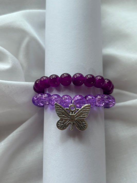 Purple Butterfly Charm Stack