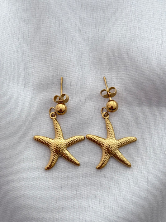 Gold Starfish Drop Earrings