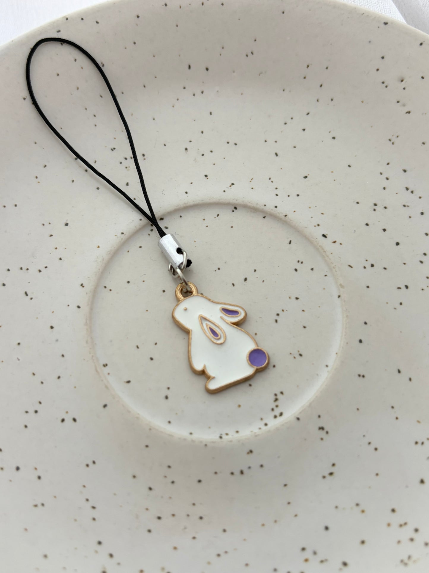 Cute White Bunny Phone Charm
