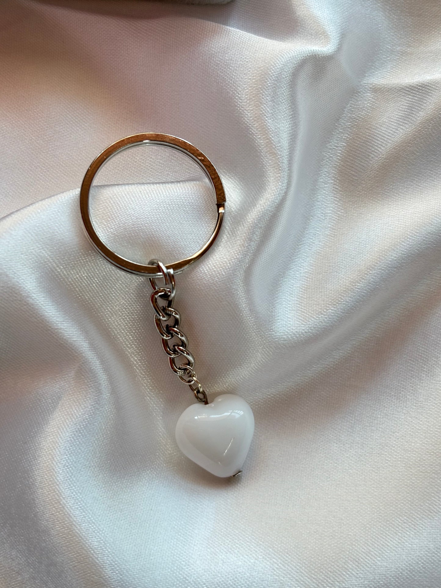 White Heart Keychain