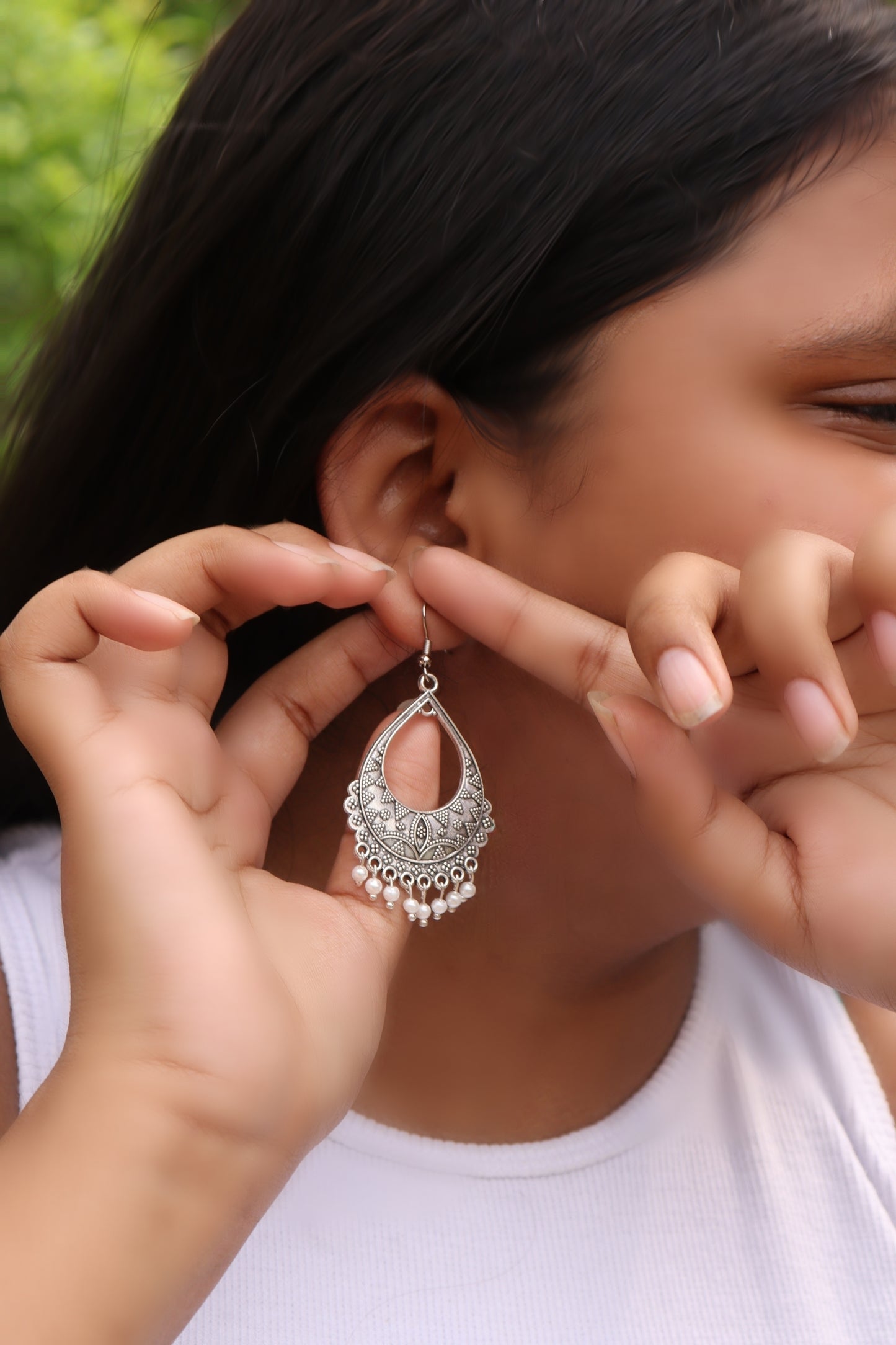 Oxidised Droplet Earrings