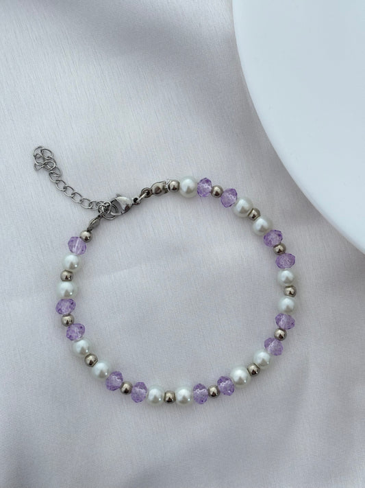 Lavender Pearl Bead Bracelet