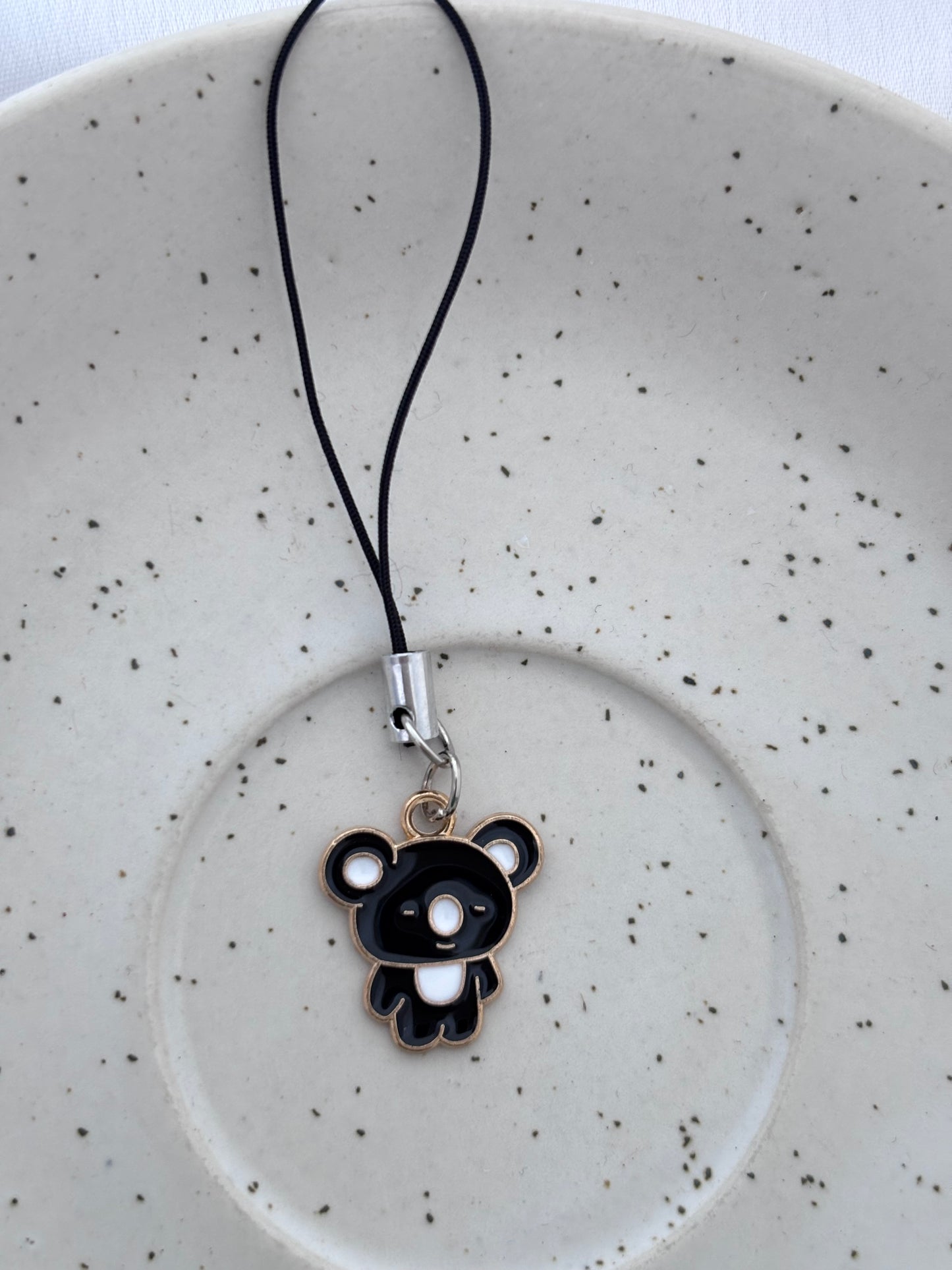 Black Kawaii Koala Enamel Phone Charm