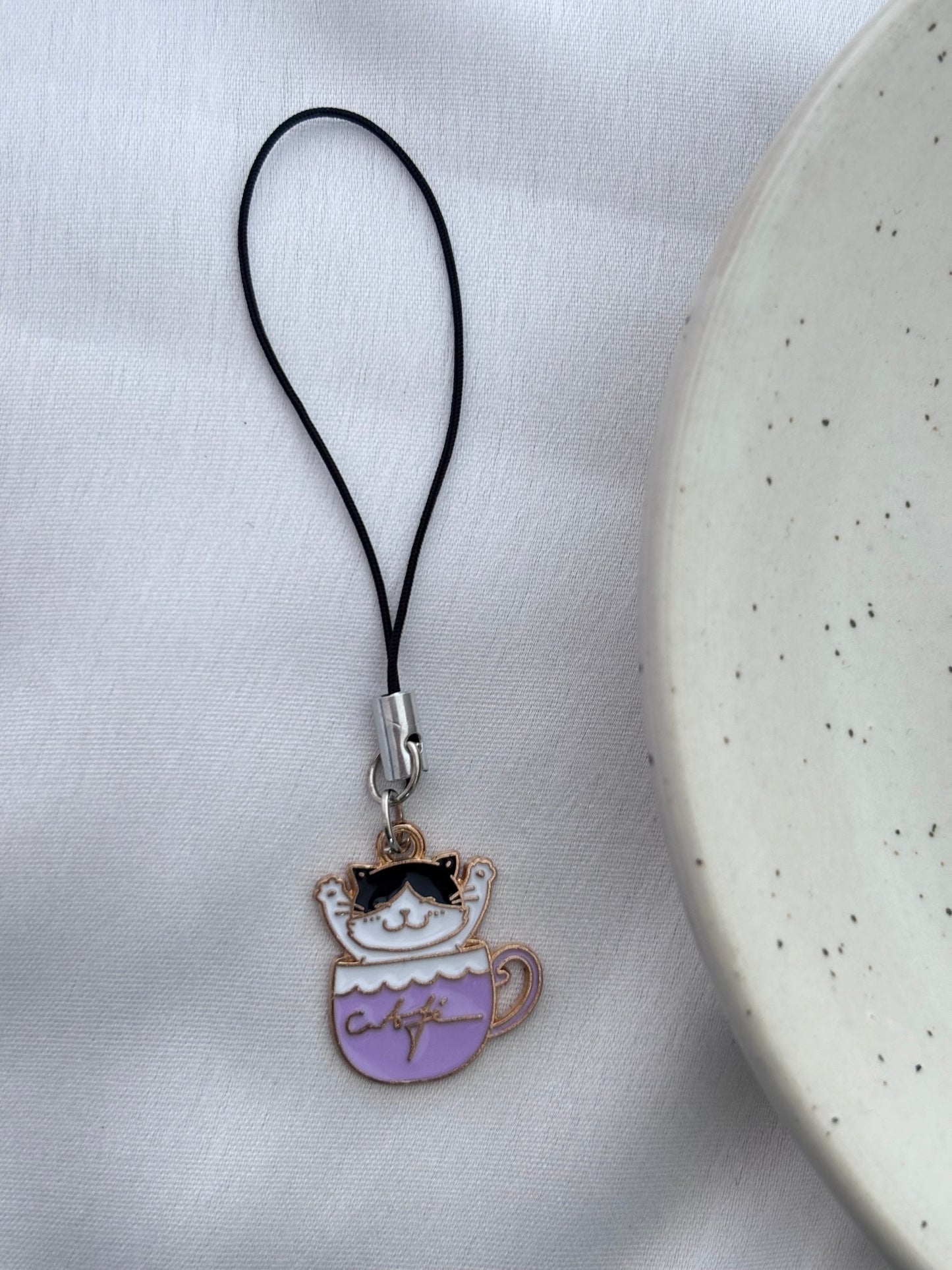 Café Cat Enamel Charm