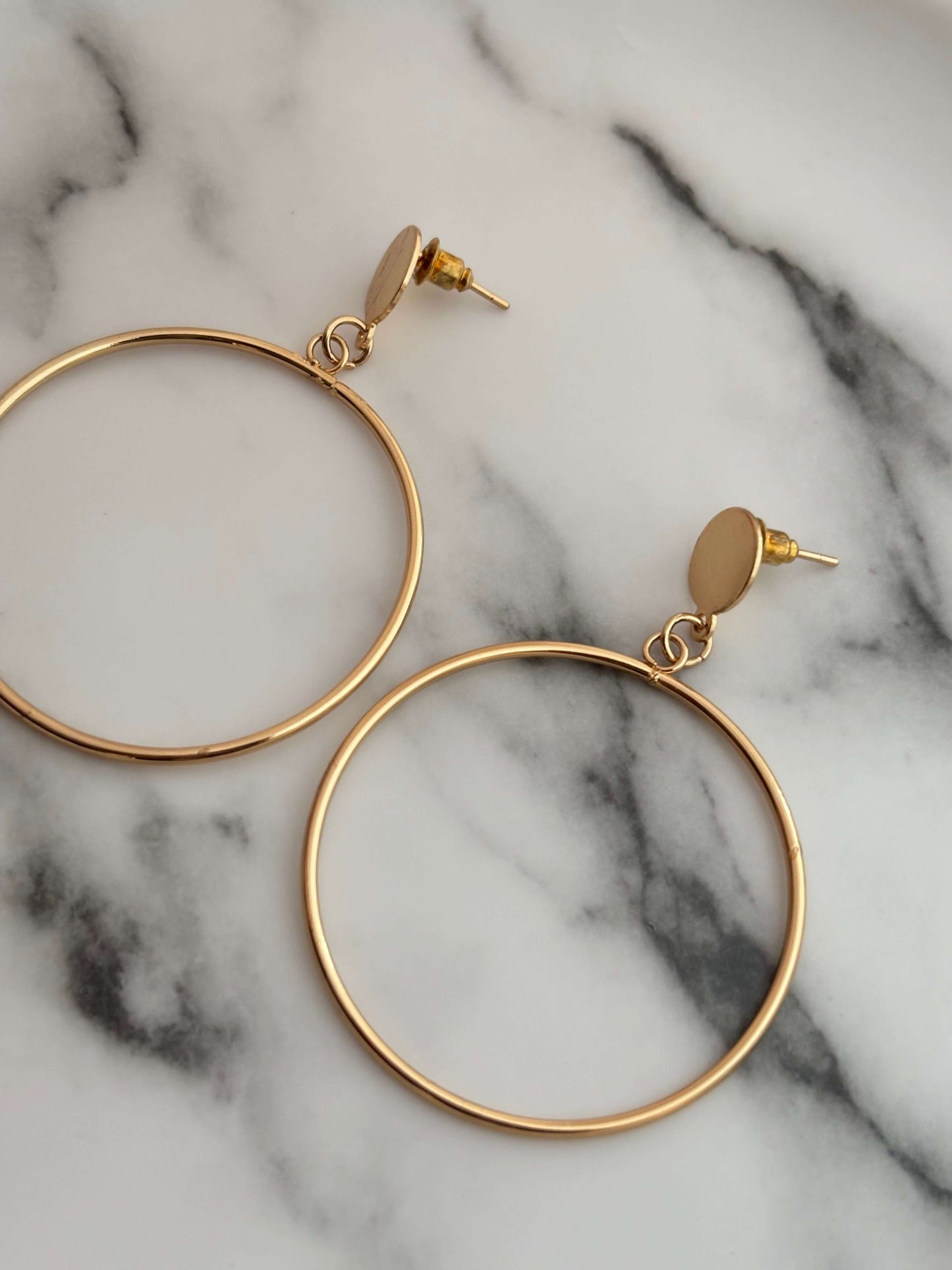 Gold Drop Hoop Earrings