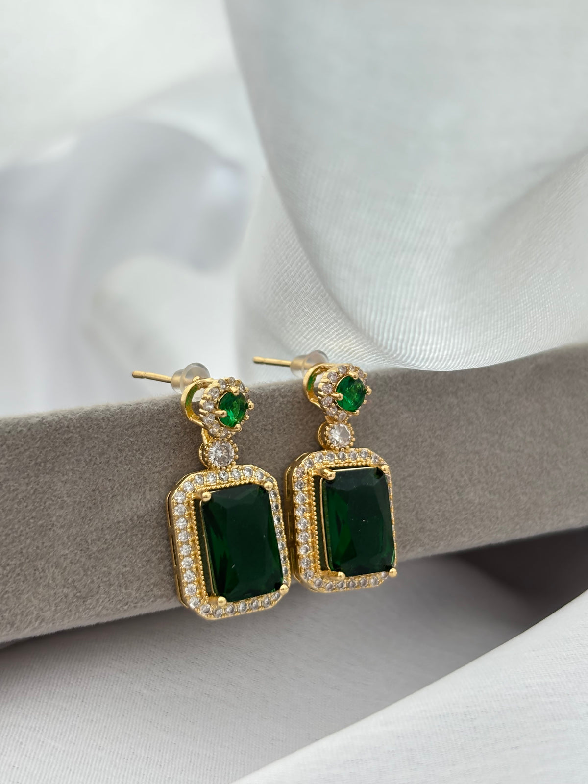 Emerald Green Gemstone Drop Earrings