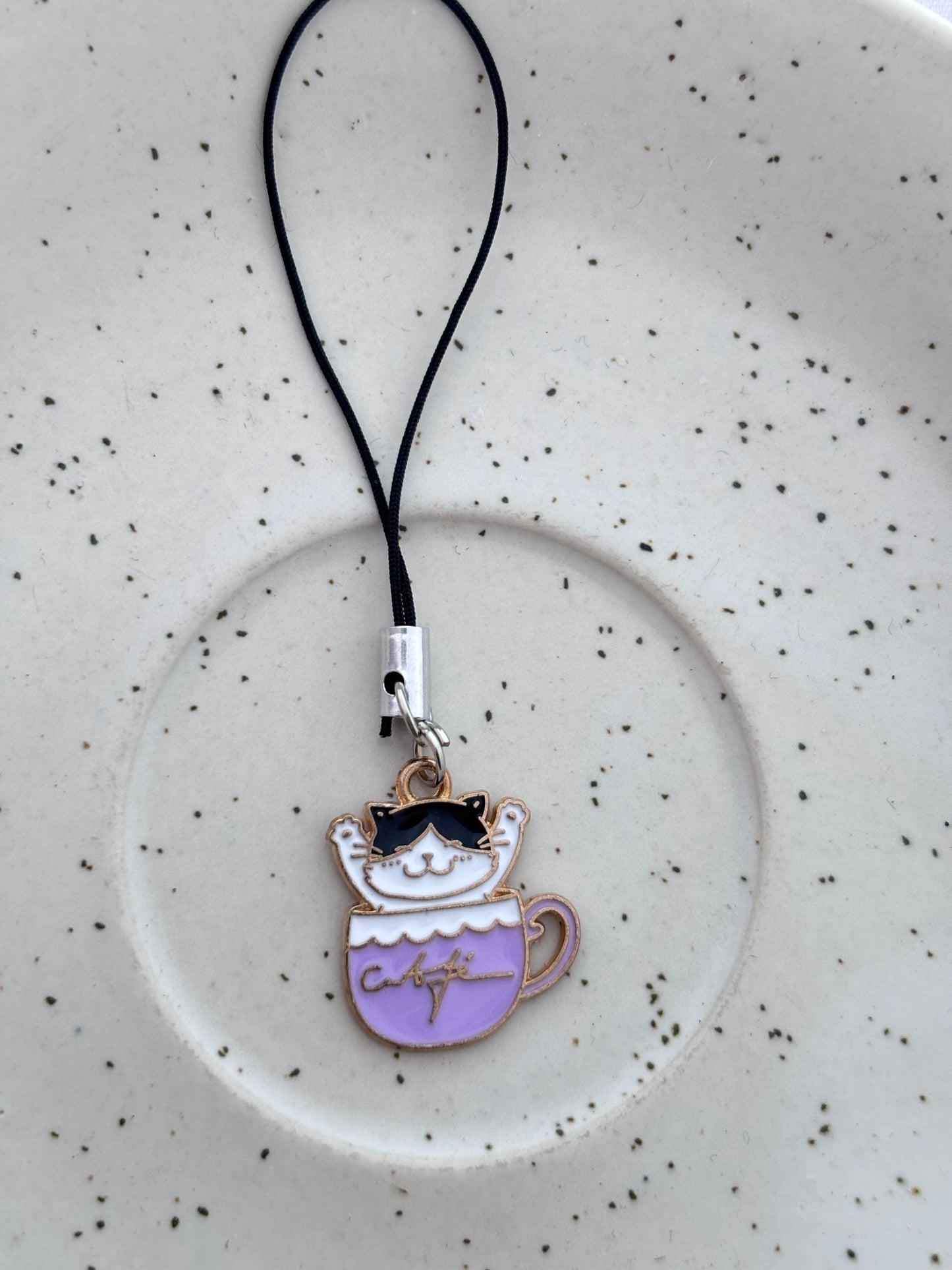 Café Cat Enamel Charm