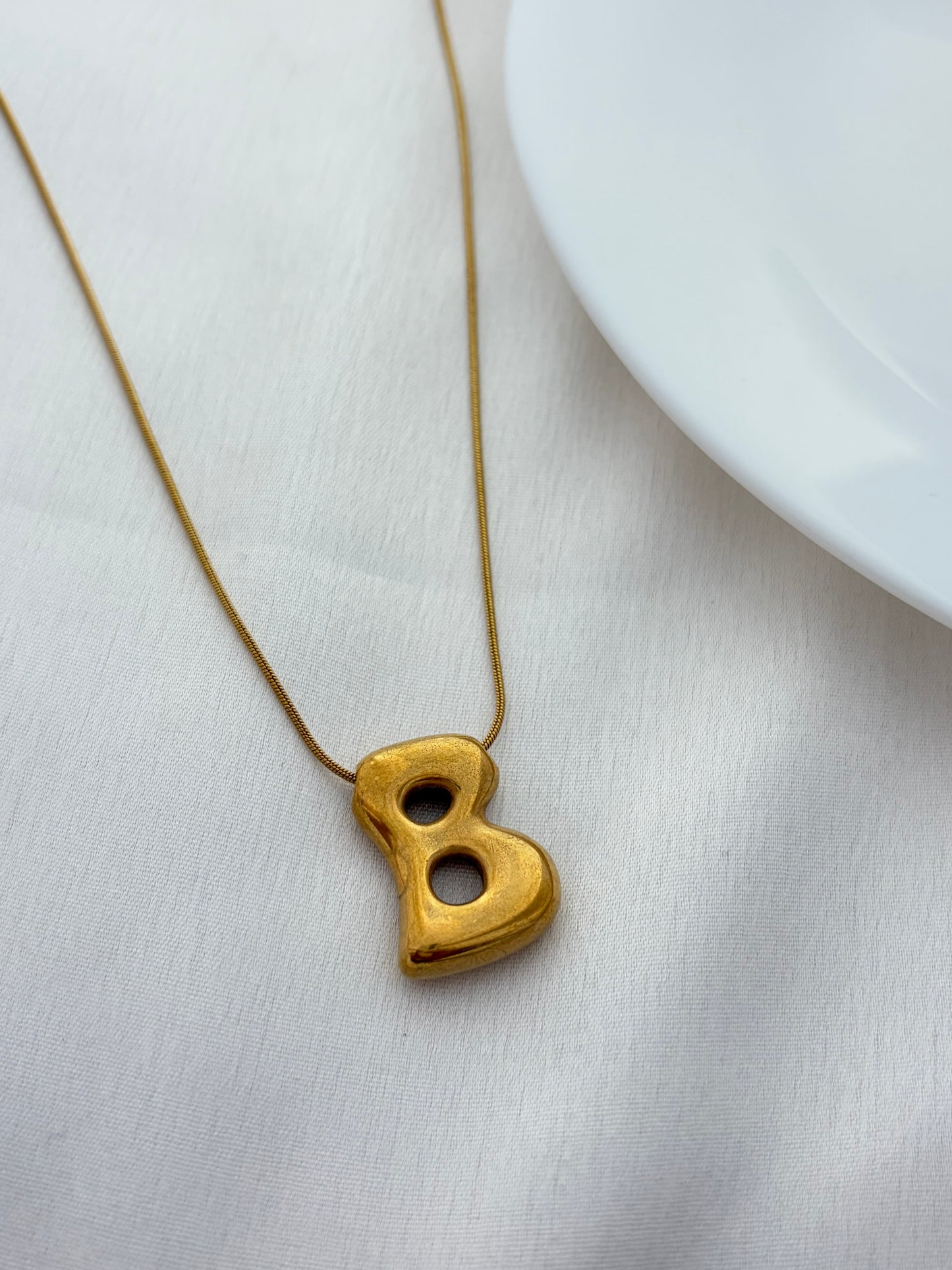 Bubble Letter B Initial Necklace