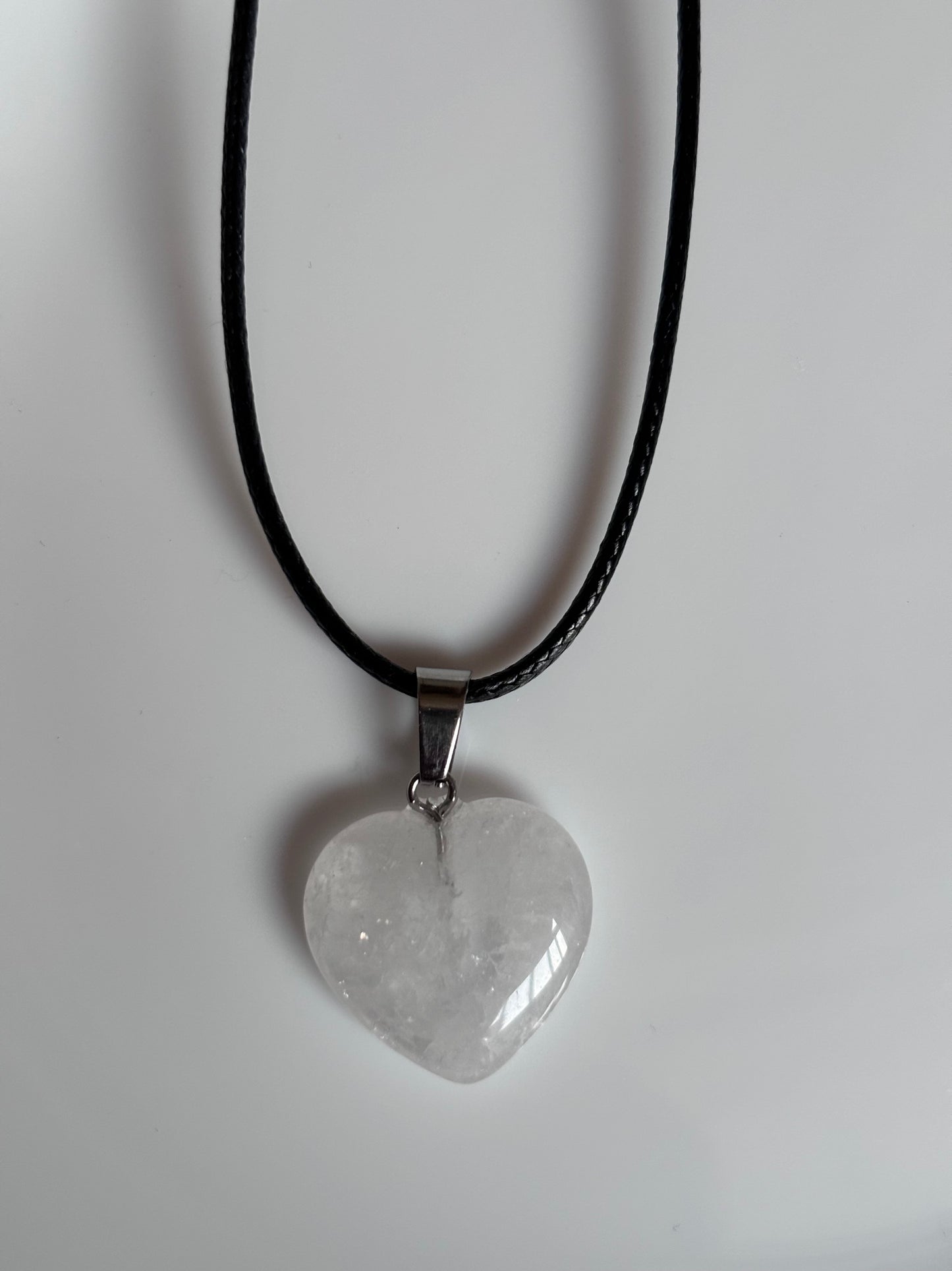 Clear Quartz Heart Cord Necklace