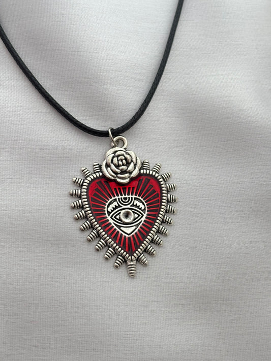 Gothic Mystic Eye Heart Cord Necklace