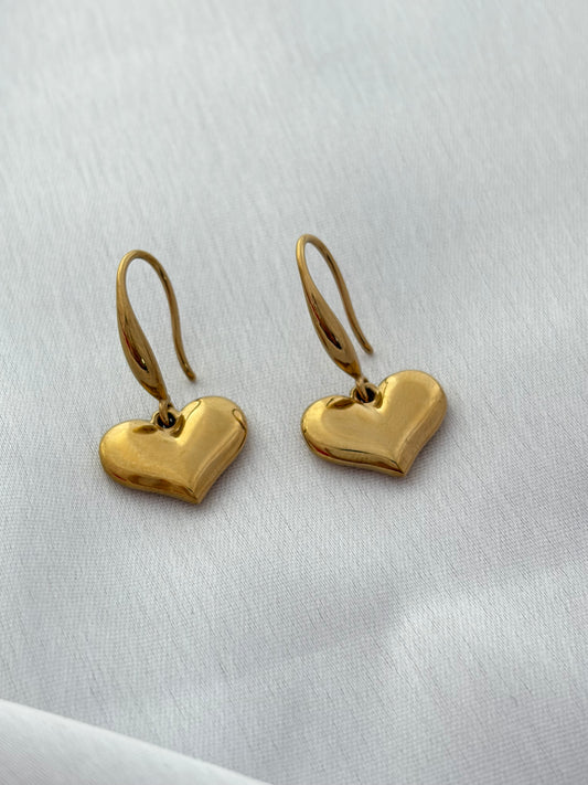 Gold Heart Charm Earrings