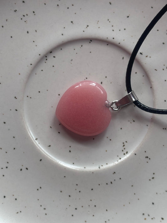 Pink Heart Cord Necklace