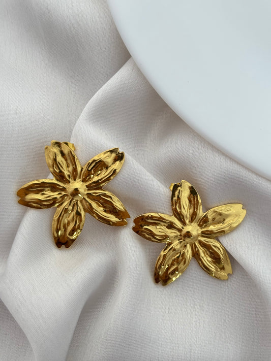 Gold Floral Statement Earrings
