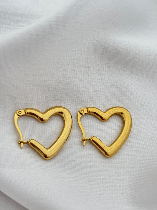 Chunky Gold Heart Hoop Earrings