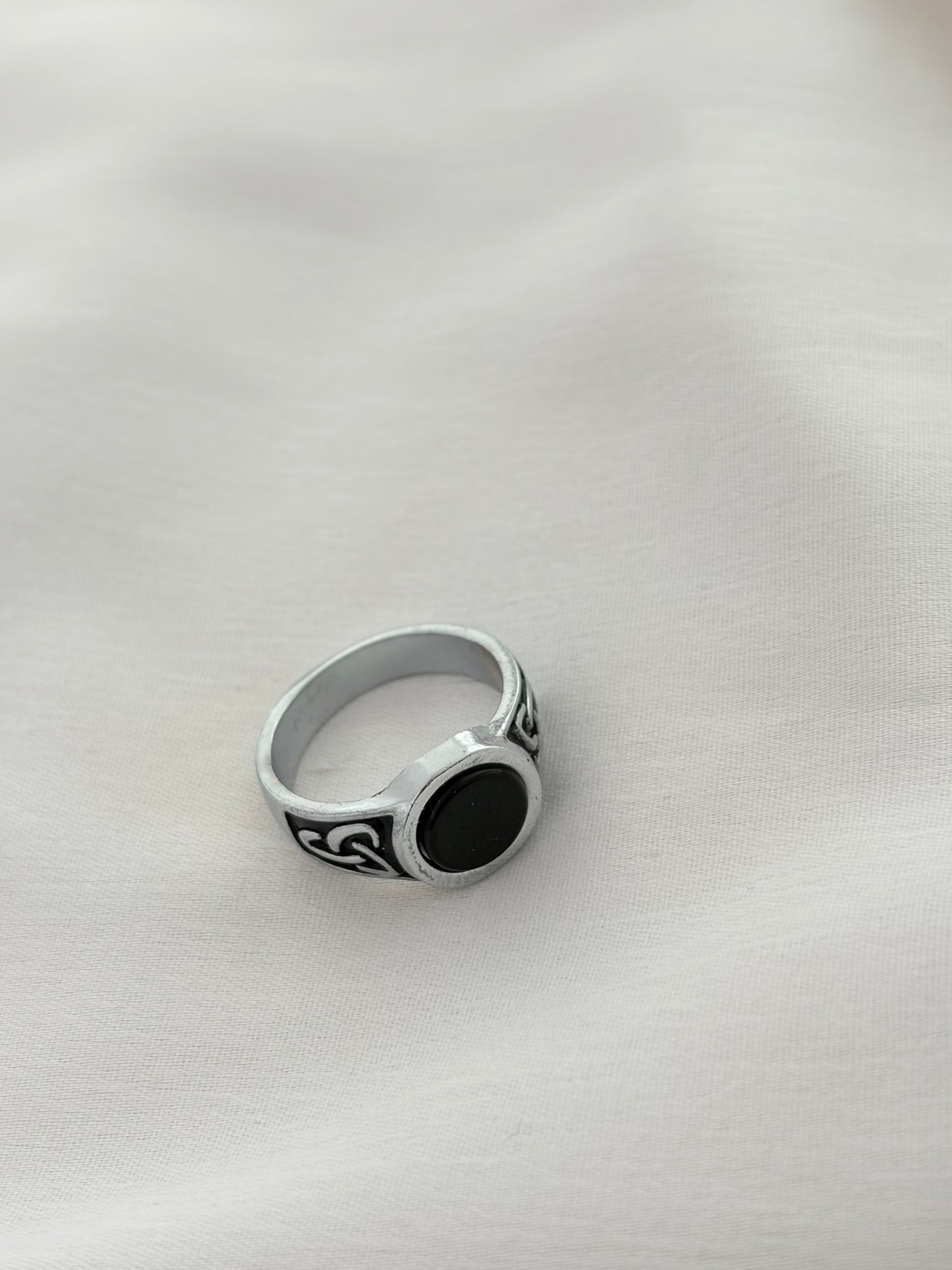 Black Stone Silver Men's Ring