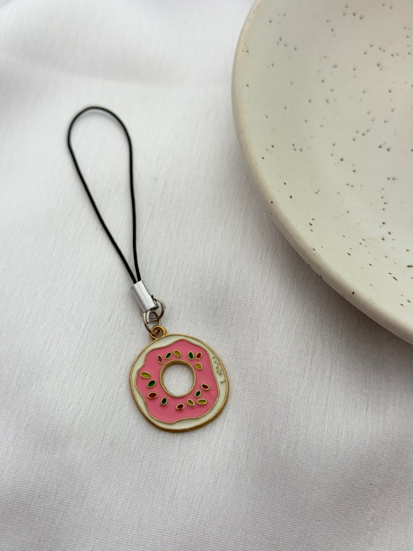 Strawberry Pink Donut Phone Charm