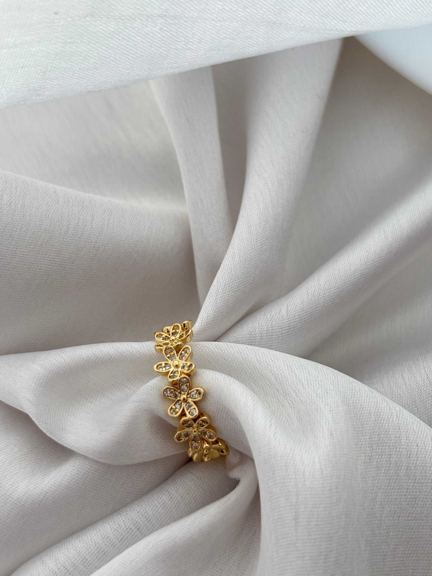 Gold Floral Adjustable Ring