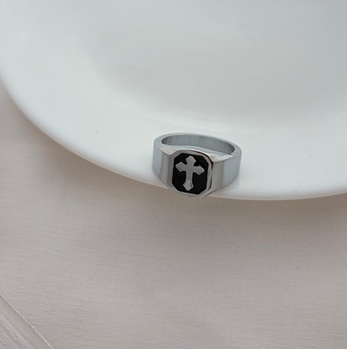 Silver Cross Signet Ring