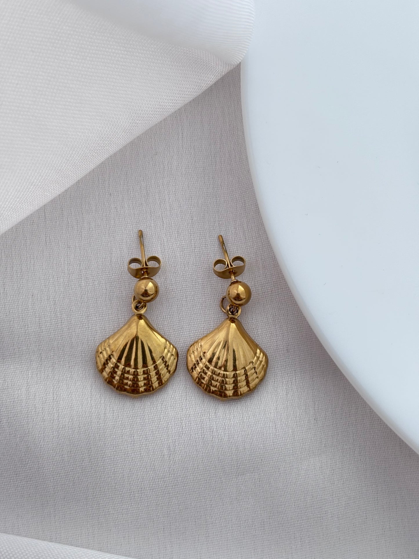 Gold Seashell Drop Earrings