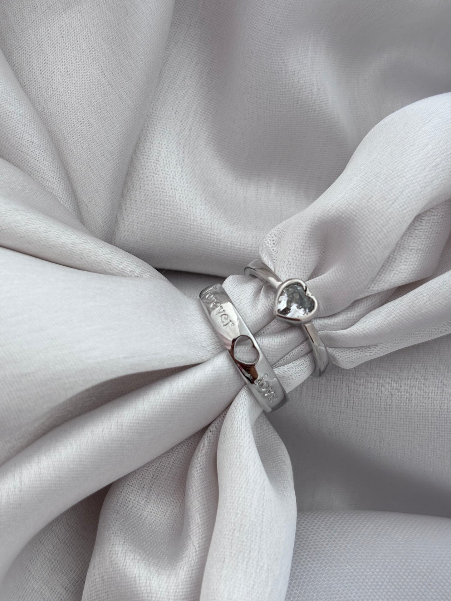 Silver Heart Promise Rings