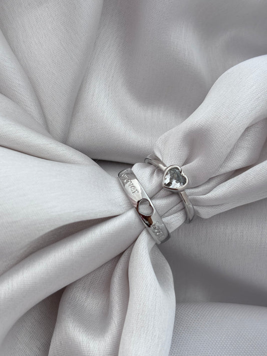 Silver Heart Promise Rings