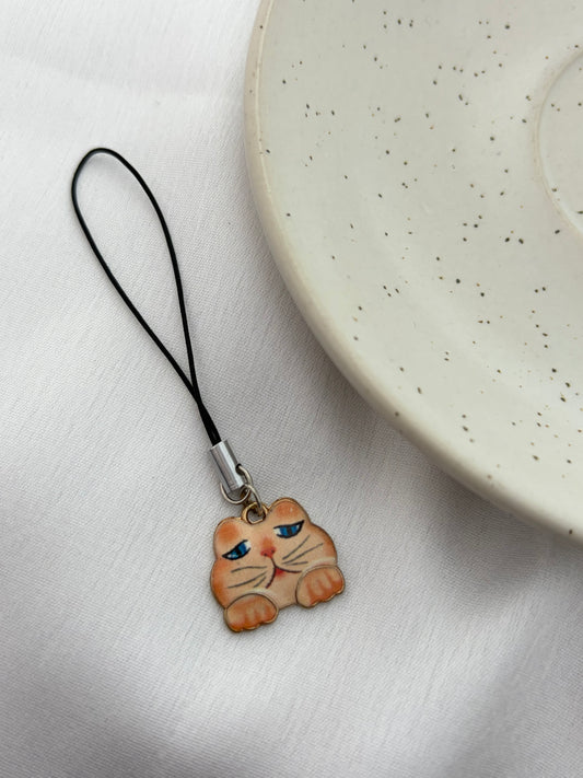 Grumpy Ginger Cat Phone Charm