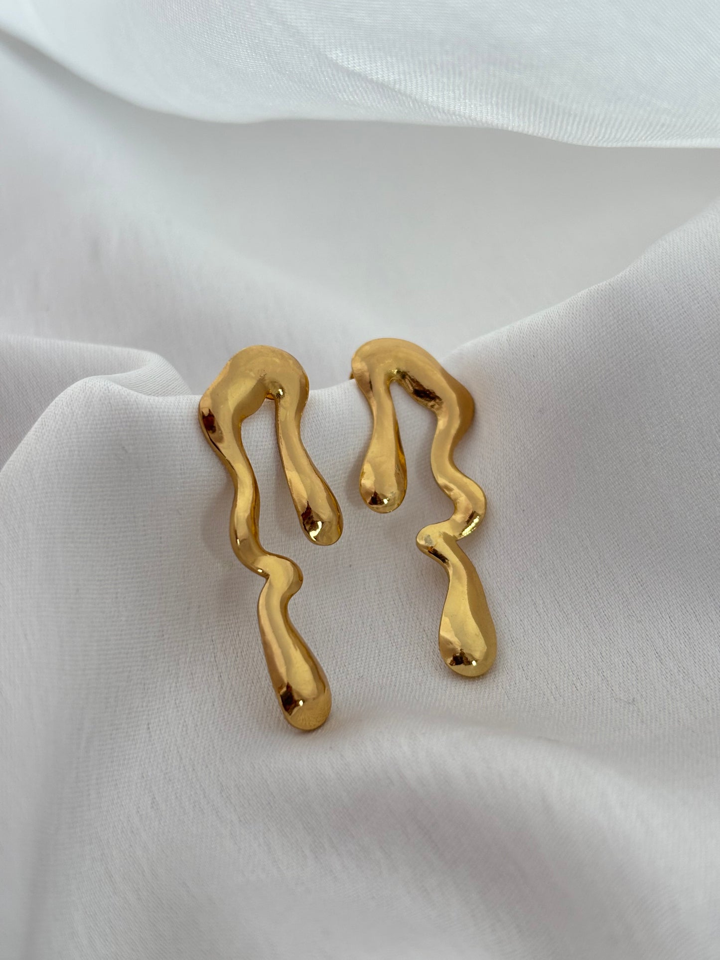 Gold Molten Wave Earrings
