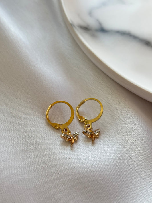 Golden Butterfly Hoop Earrings