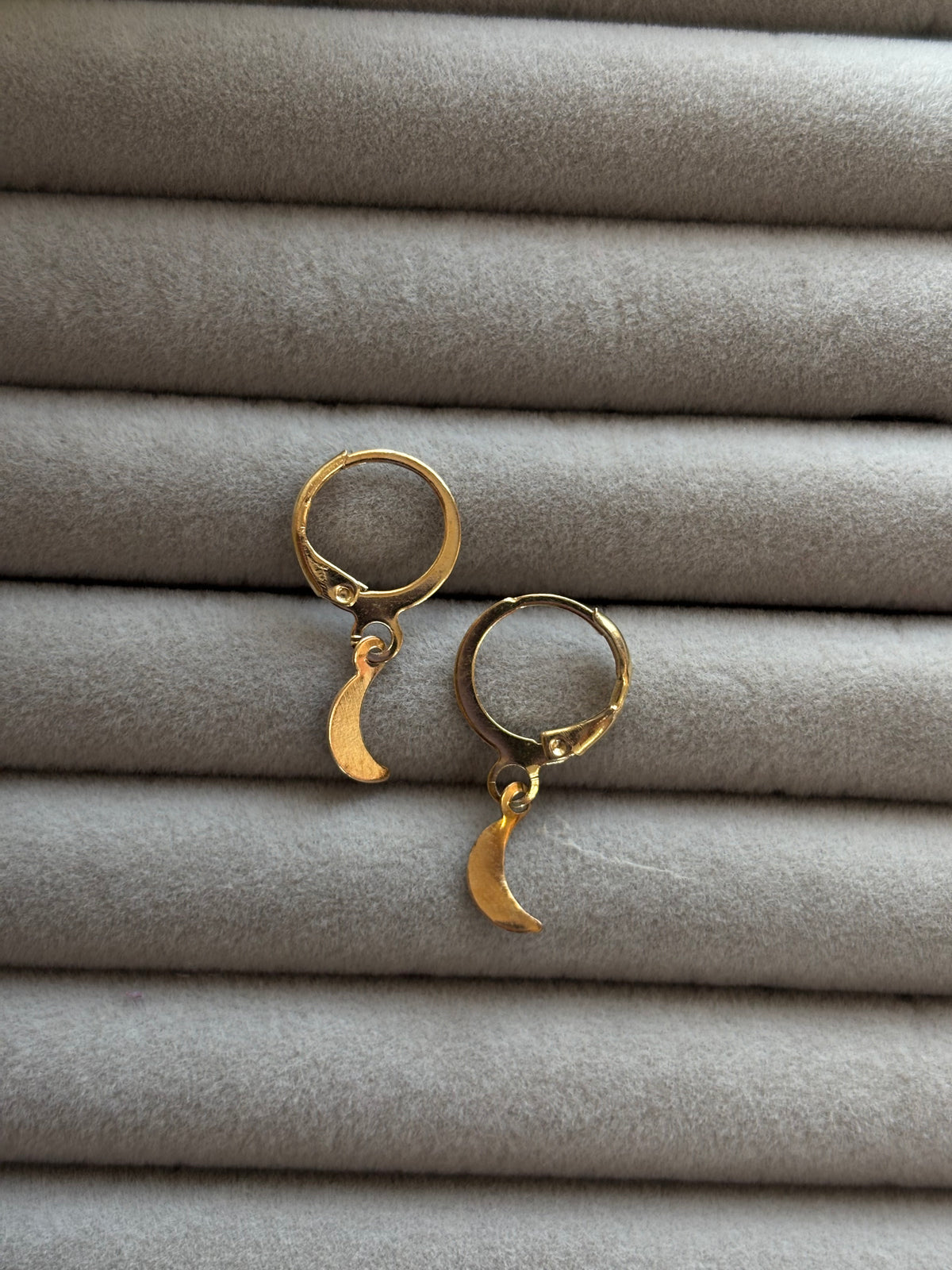 Gold Crescent Moon Huggie Earrings