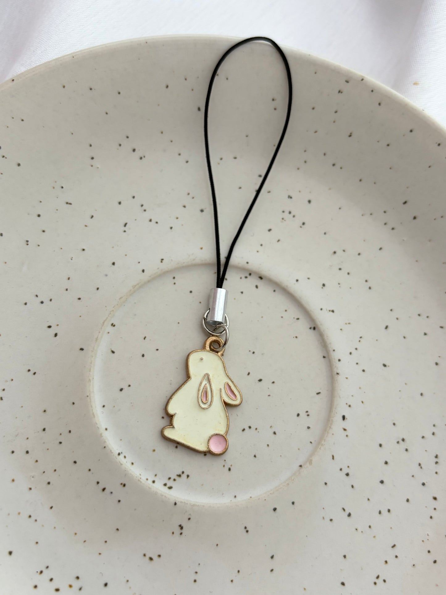 Cream Rabbit Phone Charm