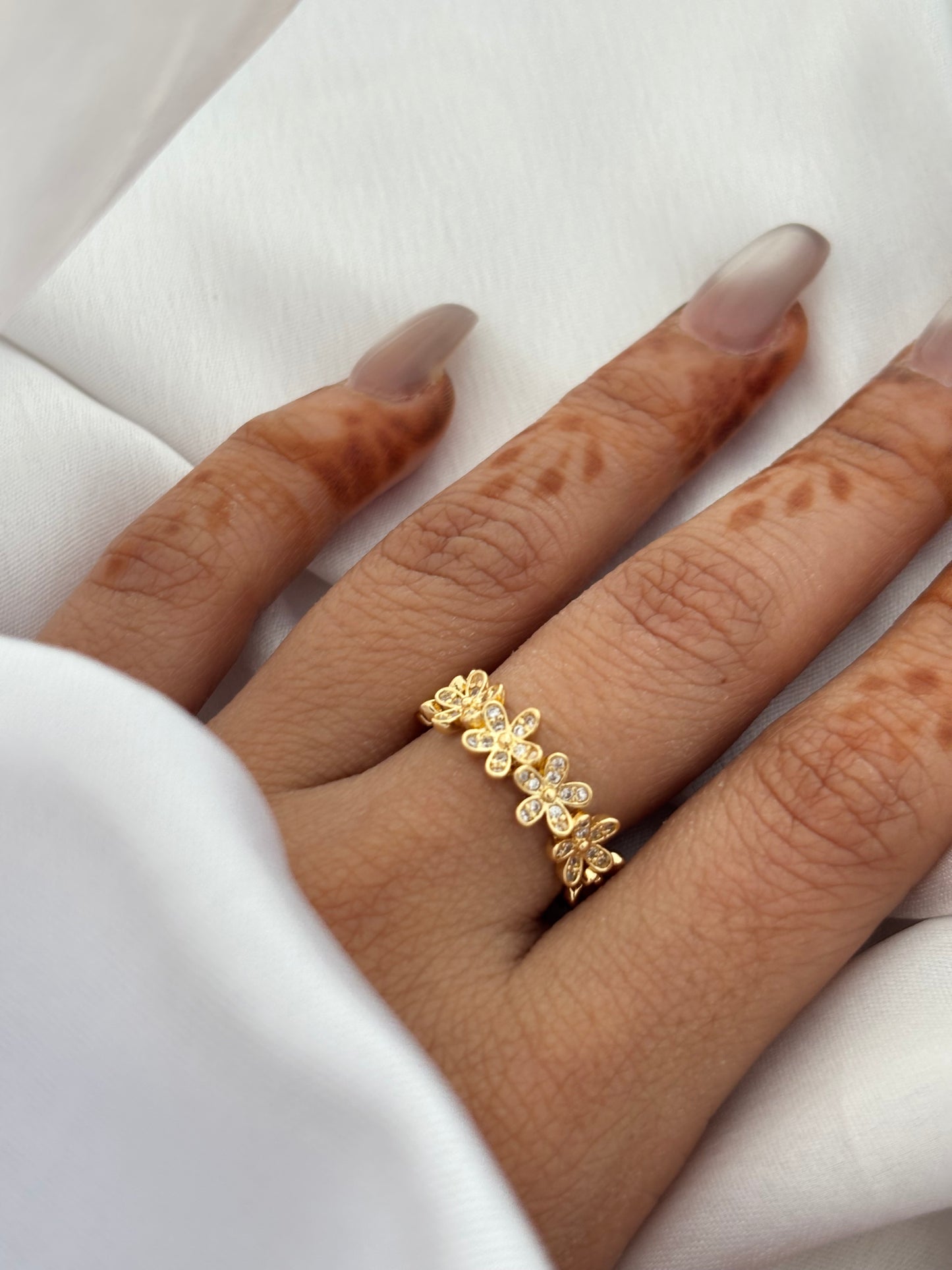 Gold Floral Adjustable Ring