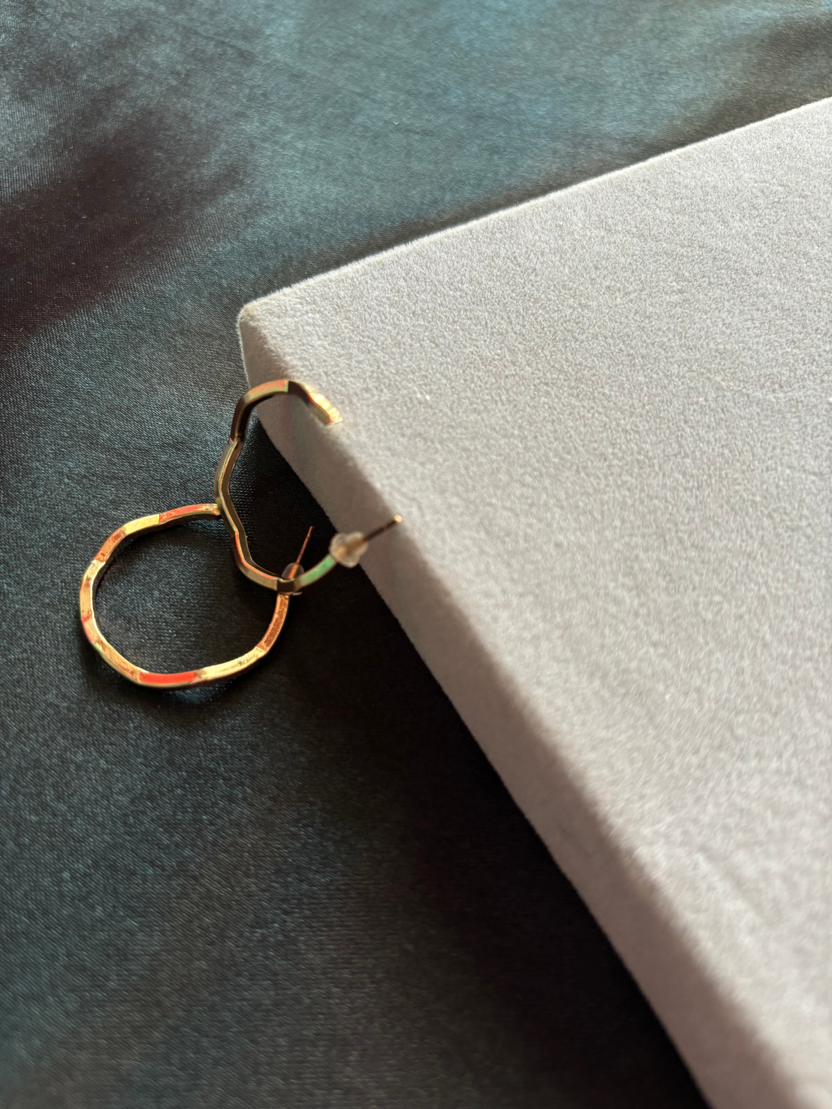 Gold Faceted Wavy Hoop Earrings
