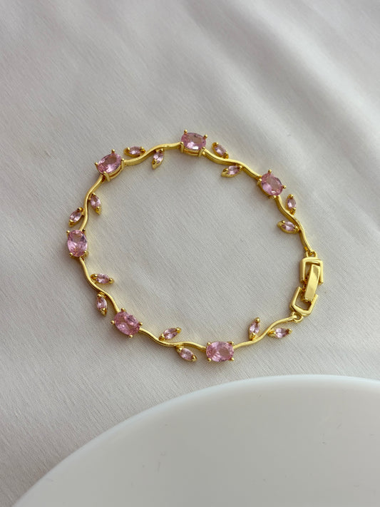 Pink Crystal Floral Vine Bracelet