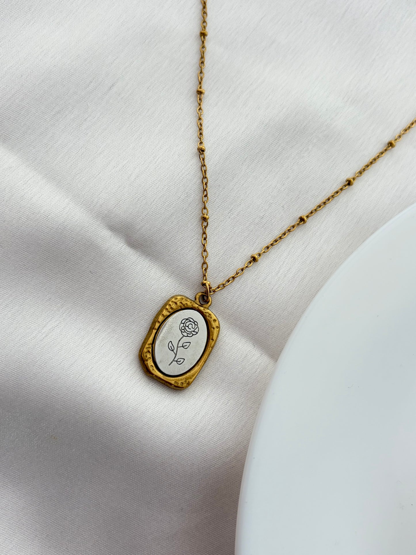 Vintage Rose Pendant Necklace
