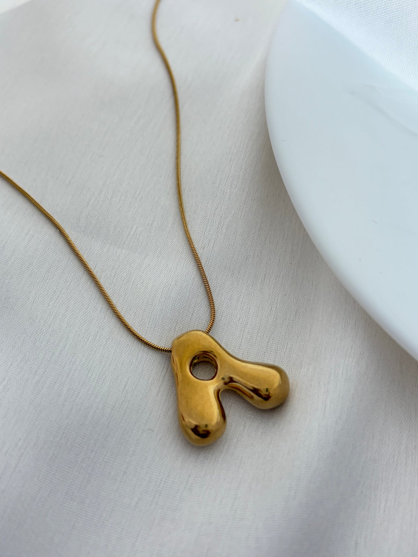 Gold Bubble Letter A Necklace
