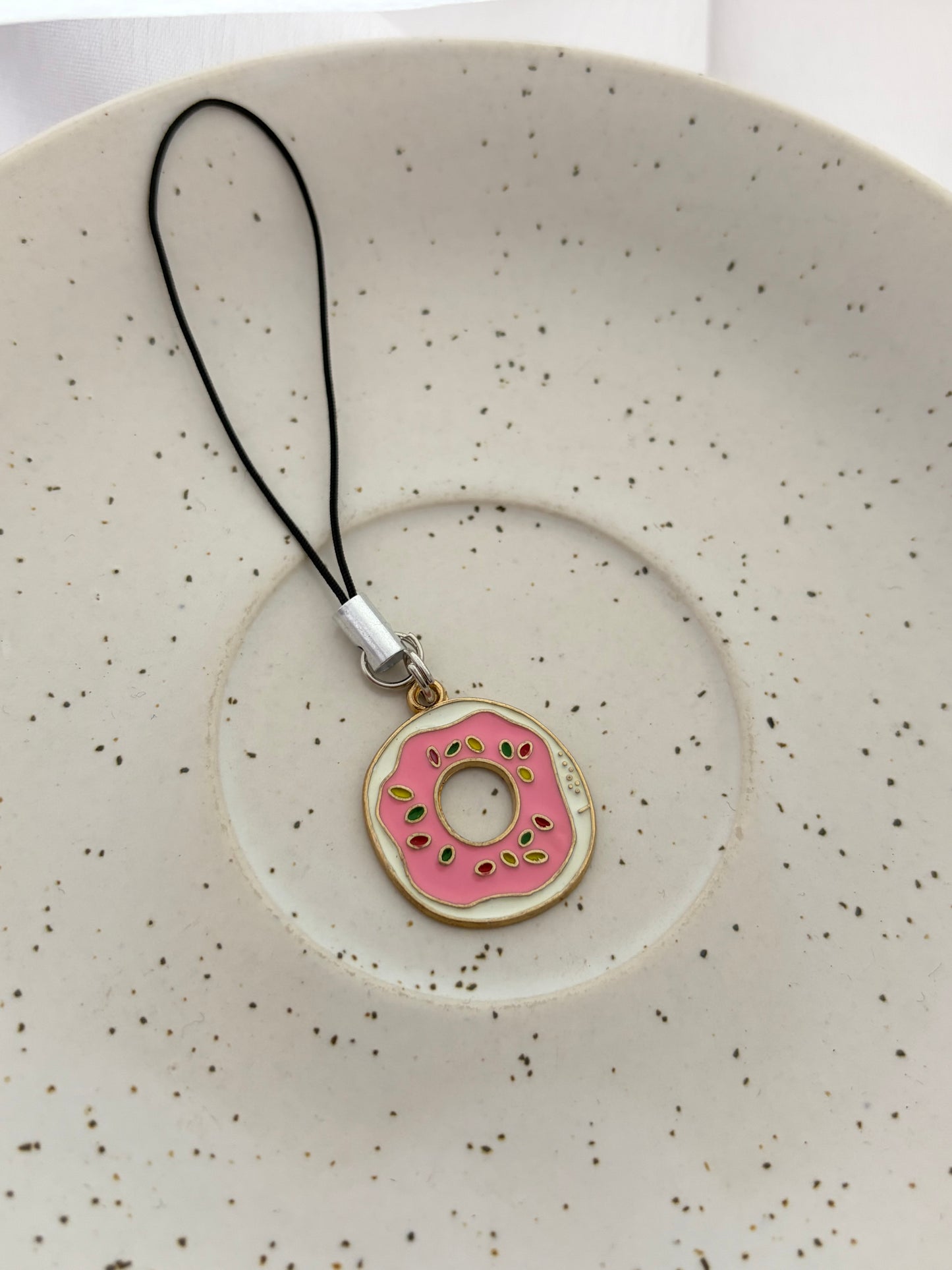Strawberry Pink Donut Phone Charm
