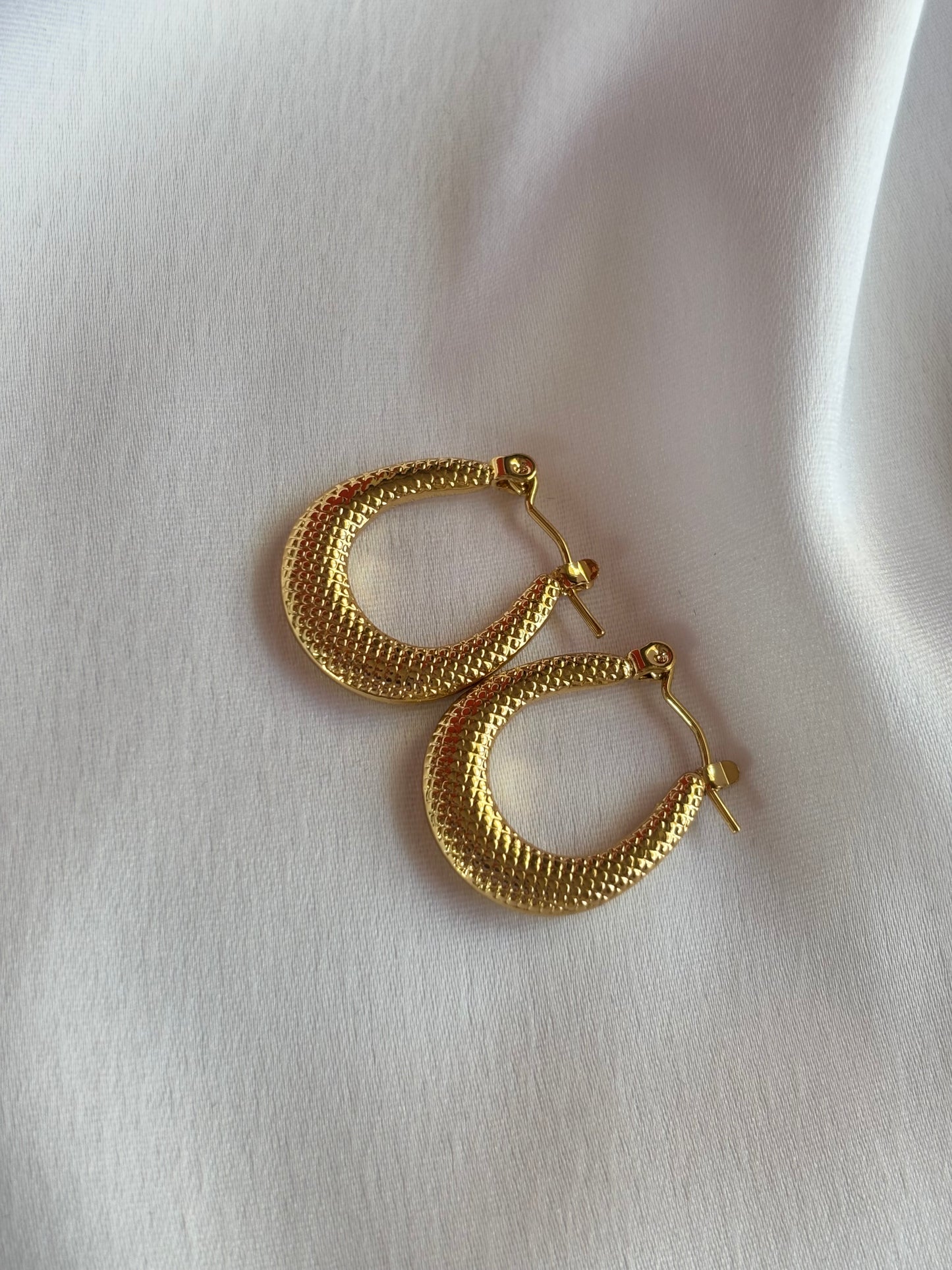 Textured Gold Stainless Steel Hoop Earrings