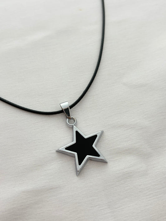 Black Star Cord Necklace
