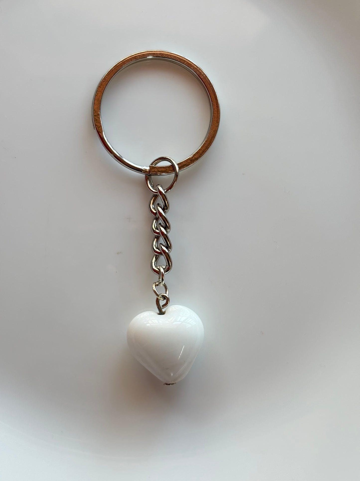 White Heart Keychain