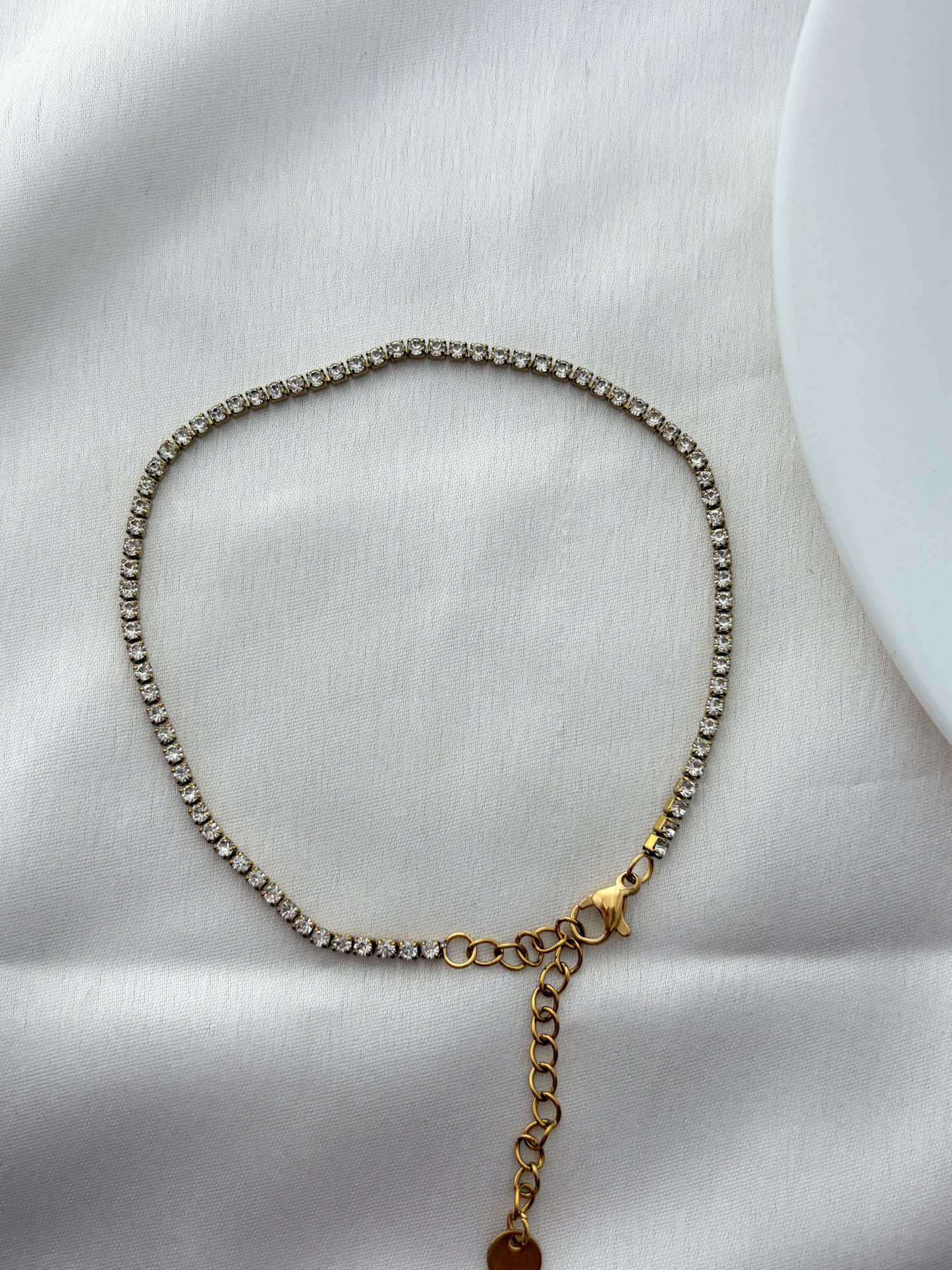 Gold Crystal Tennis Anklet