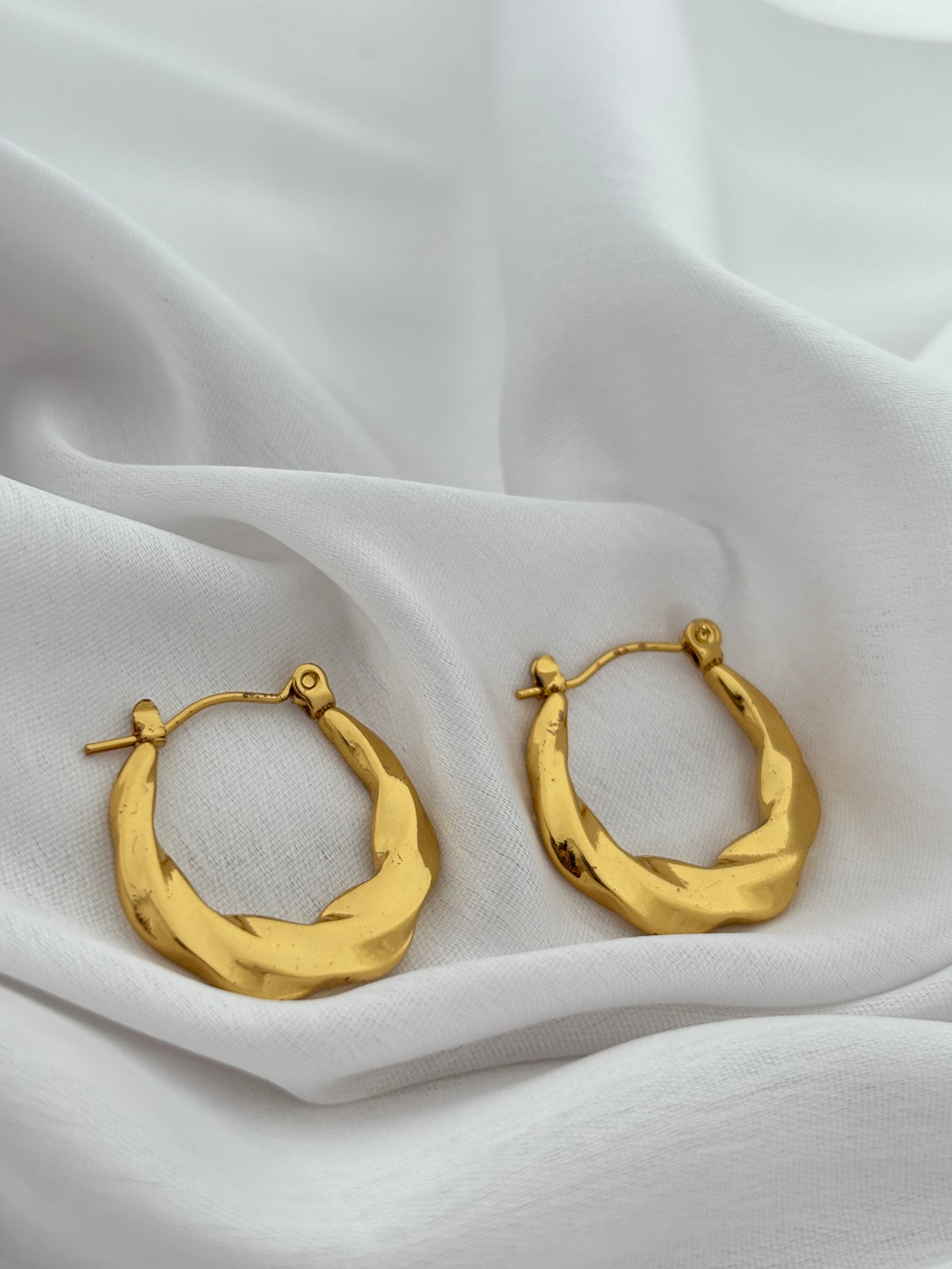 Gold Twisted Hoop Earrings - Anti Tarnish Jewelry