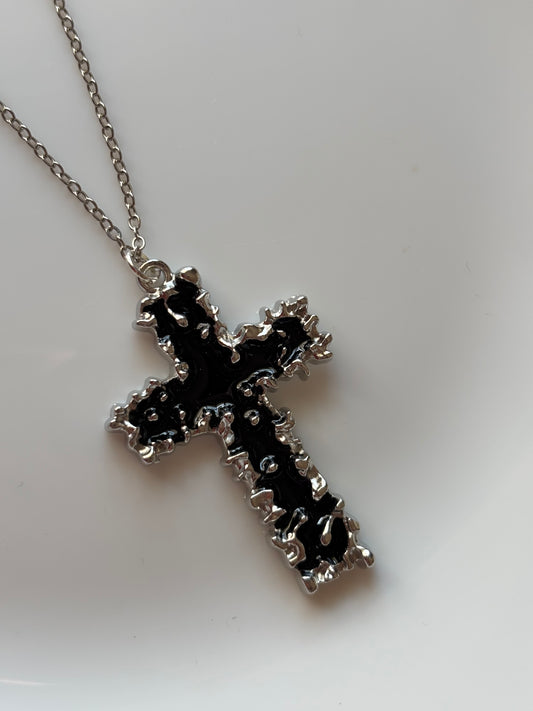 Obsidian Cross Necklace - Curvy Jewels