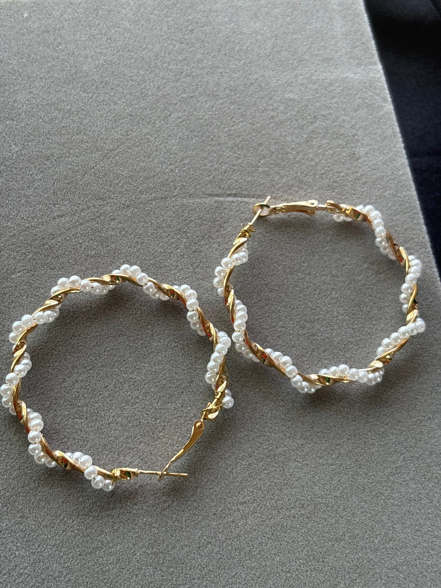 Twisted Pearl Hoops