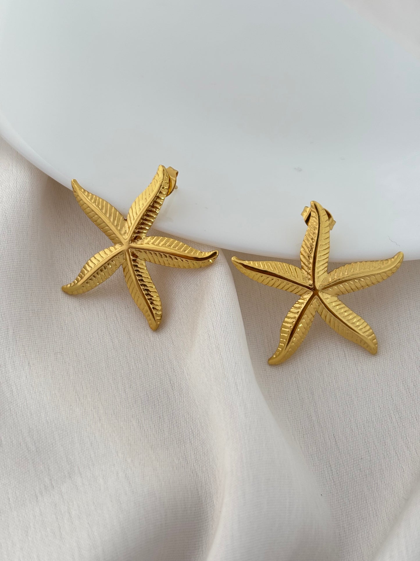 Gold Starfish Stud Earrings