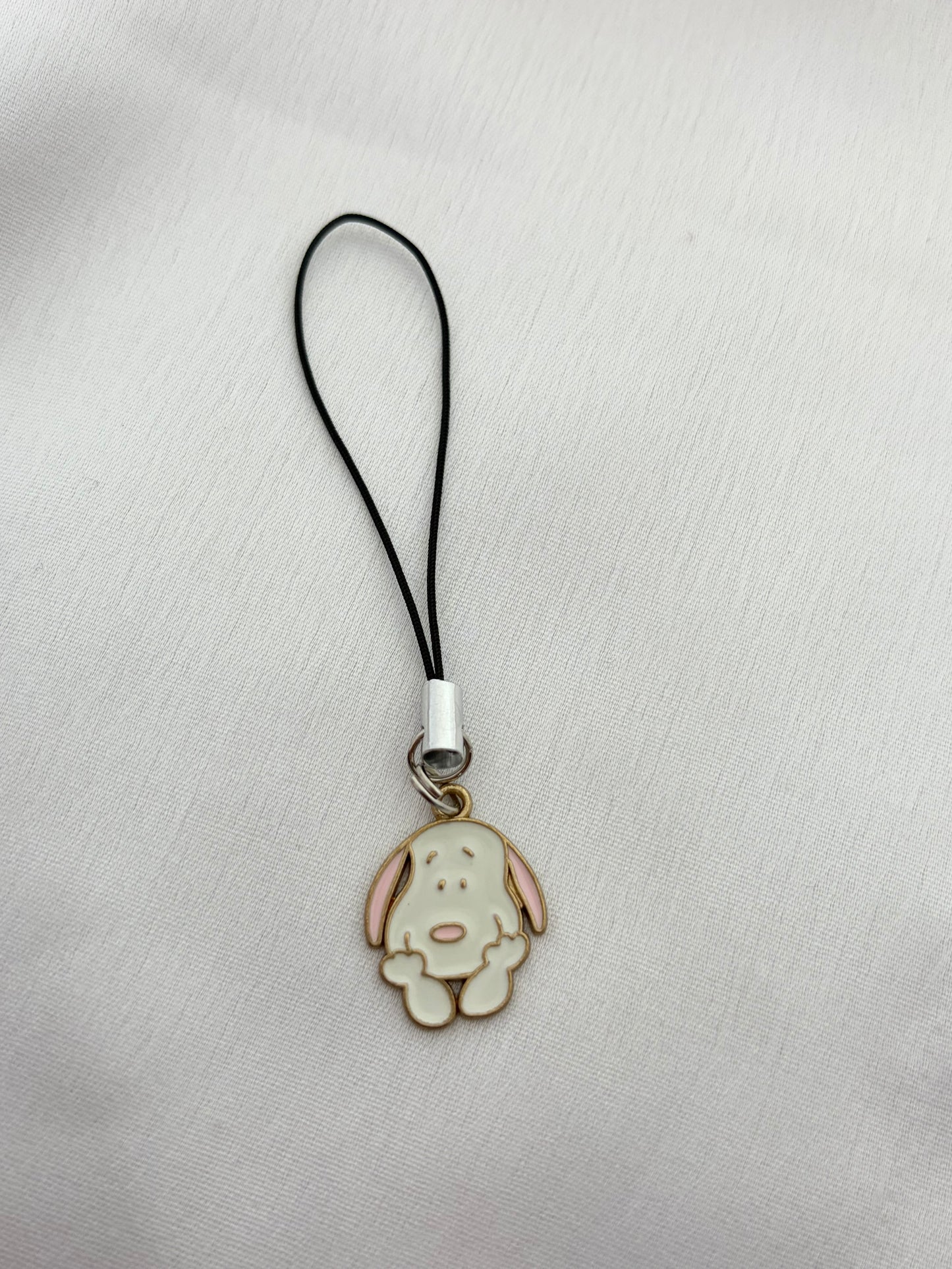 Shy White Puppy Phone Charm