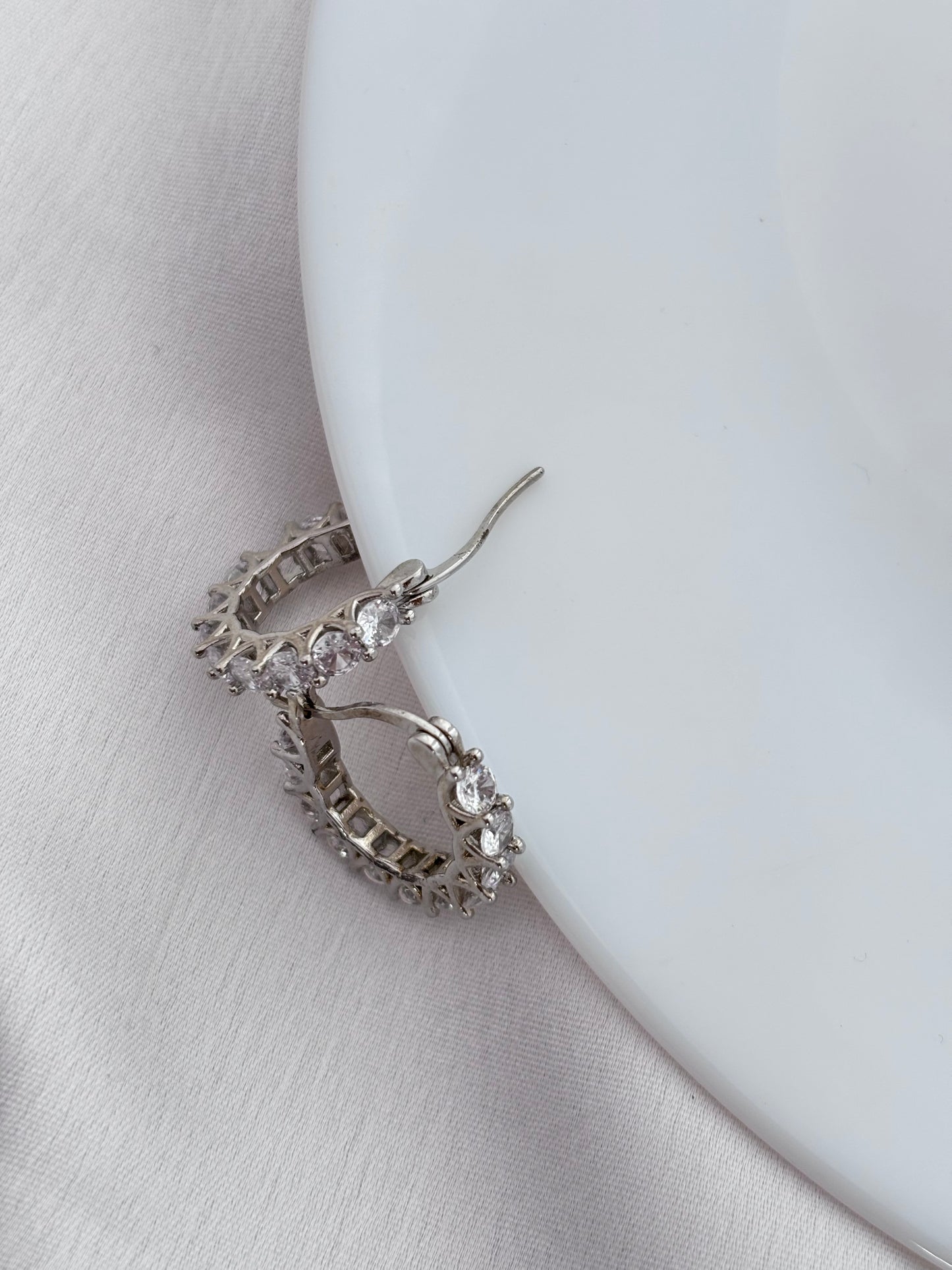 Silver Sunburst Huggie Earrings