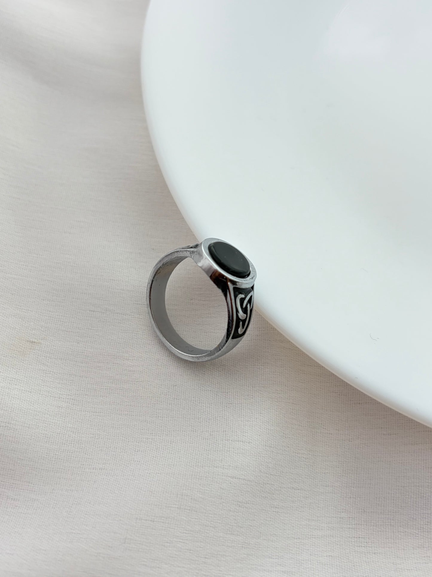 Black Stone Silver Men's Ring