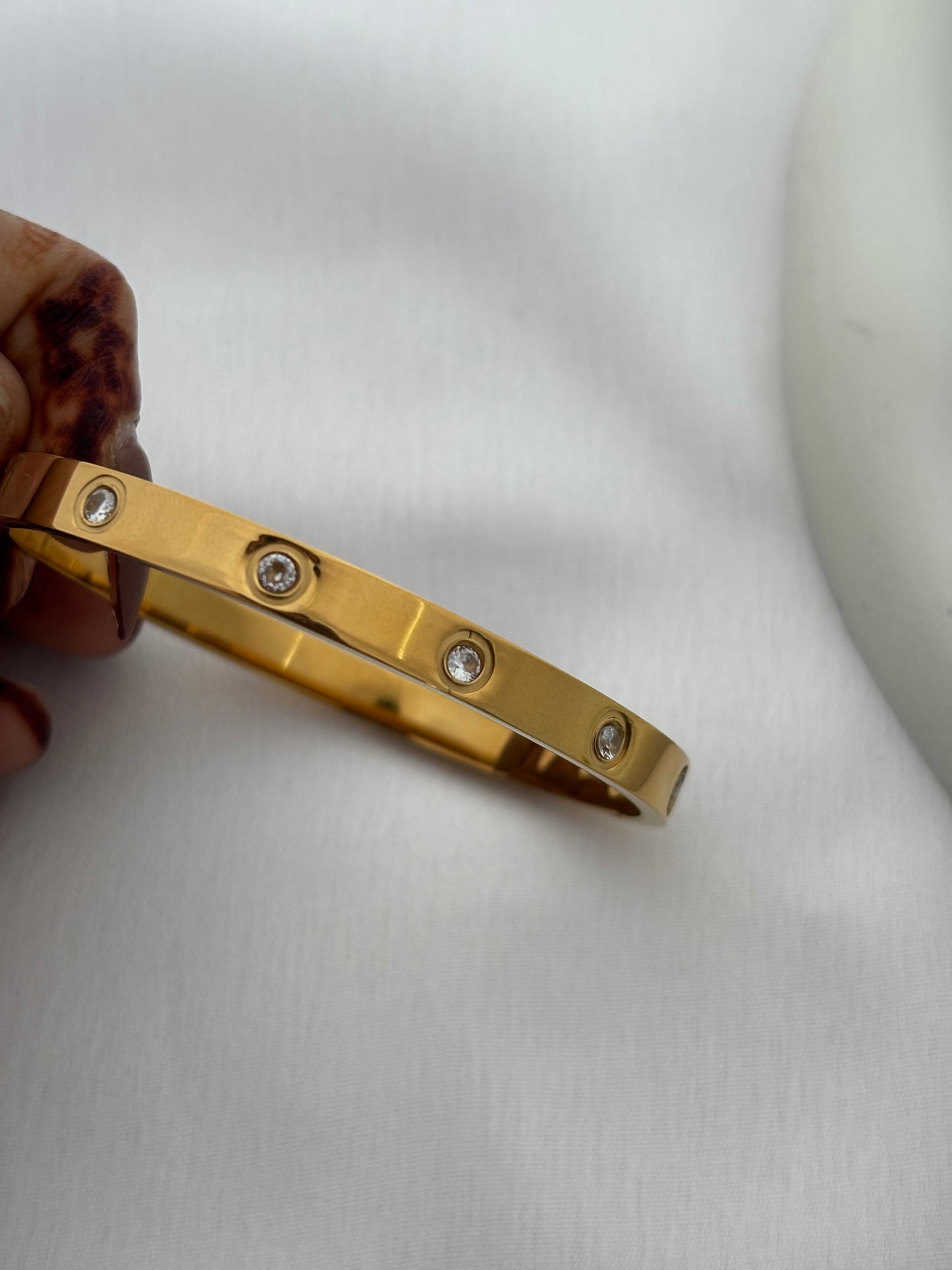 Gold Clover and  Stone Bracelet Stack